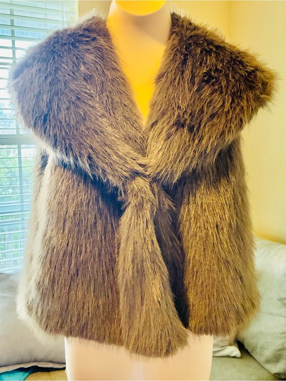 Plush Brown Faux Fur Teddy Vest - Women's Cozy Jacket